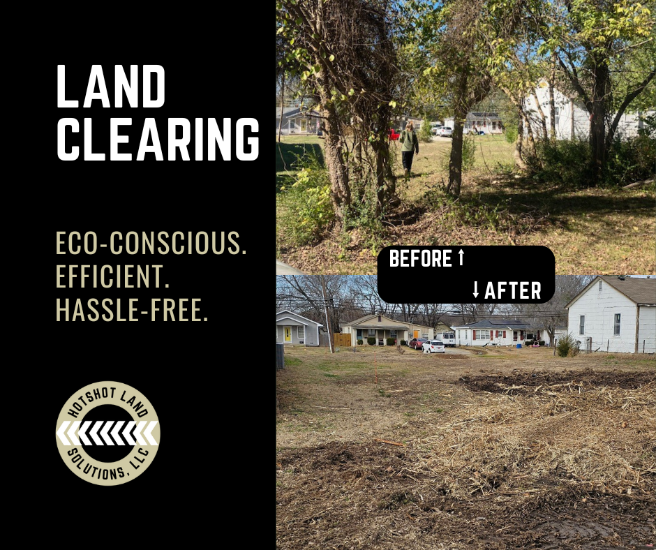 before and after forestry mulching by excavating contractor Hotshot Land Solutions